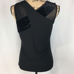 SALE**Black V-neck Cross Top w/Velvet Accent sz M